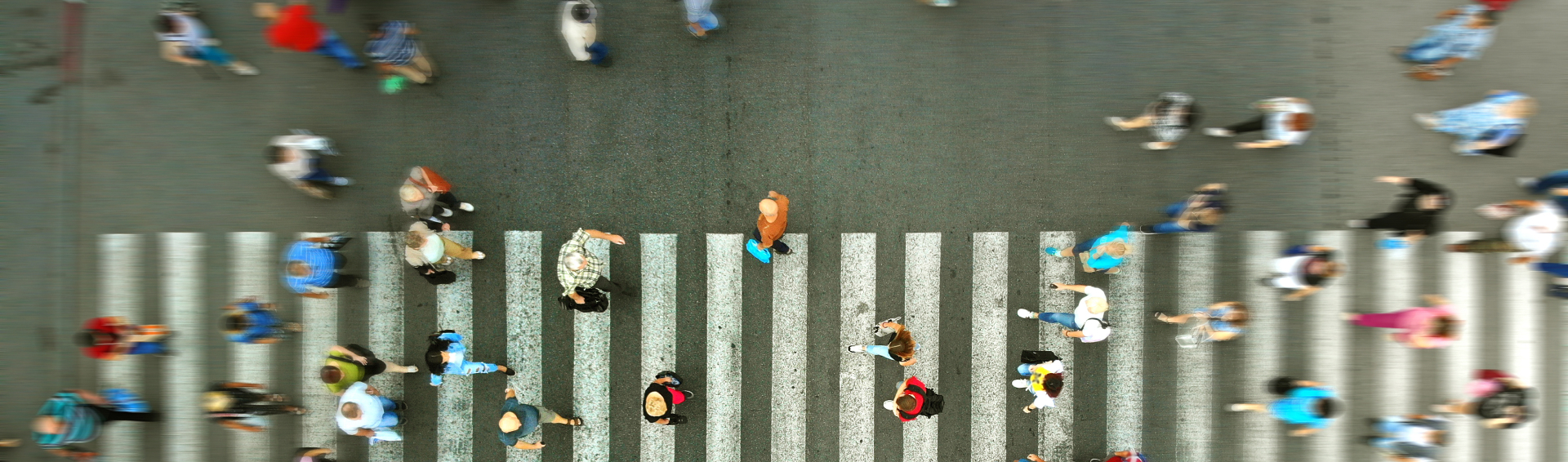 Aerial Pedestrian motion on a crosswalk Blurred